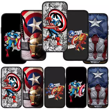 Чехол для телефона iPhone 16 15 Xiaomi Redmi Note 13 12 11 Pro Max X 9 14 XR Samsung Galaxy A16 S24 S23 Plus Huawei OPPO Captain America Marvel Shield for Huawei P30 Lite олений