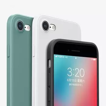 Чехол для телефона iPhone 7 8 SE 2020, мягкий жидкий кремниевый квадратный противоударный простой чехол для задней панели телефона, чехол для iPhone 7 8, подарок iPhone 6 6s серый