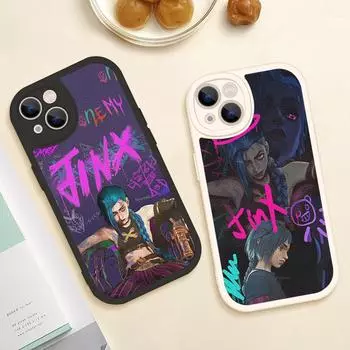 Чехол для телефона Iphone Anime Arcane Jinx для Iphone 14 13 11 12 Pro MAX 13 12 MiNi 7 8 14 plus X XS XR, защитные чехлы из овечьей кожи 13 pro max