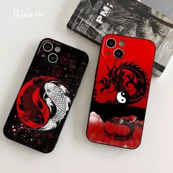 Чехол для телефона iPhone Tai Chi с карпом и драконом для IPhone 14 11 12 Pro 8 7 Plus X 14 Pro MAX 12 MINI XR XS 13, силиконовые чехлы для рыбалки 7Plus 8 Plus