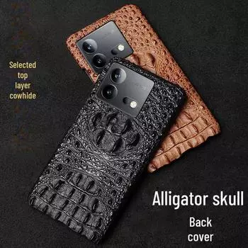 Чехол для телефона iQOO Neo8/Neo8Pro из кожи крокодилового черепа Neo 5 коричневый