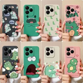 Чехол для телефона Itel RS4 Infinix GT 20 Pro Hot 40 Zero 30 Note 40 Pro + 5G задняя крышка прекрасная защитная пленка для экрана в виде динозавра матовый жидкий мягкий силиконовый бампер Infinix Zero 30 4G