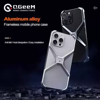 Чехол для телефона из алюминиевого сплава без границ с рассеиванием тепла для iPhone 13 14 15 Pro Max, металлический бампер для телефона, угловая накладка для предотвращения столкновений iPhone 13 серый