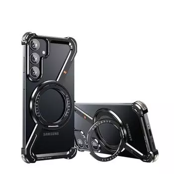 Чехол для телефона из алюминиевого сплава с магнитным металлическим кронштейном для Samsung Galaxy S24 Ultra для MagSafe, противоударный, роскошный бампер Samsung S24 чёрный