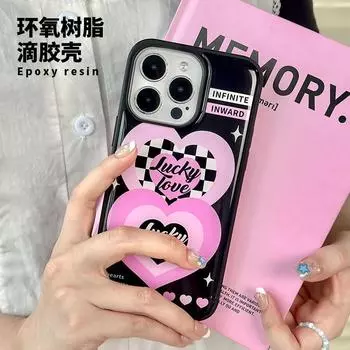Чехол для телефона из эпоксидной смолы, совместимый и подходящий для huawei iPhone15 14 13mini/12/11promax/xsmax/xr 7/8plusSE Spade Heart 15
