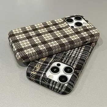 Чехол для телефона из фланели в клетку для Apple iPhone16promax-Houndstooth, устойчивый к падениям, жесткий чехол из ПВХ для iPhone16/15/14/13/Pro/Promax Apple 13