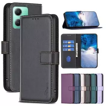 Чехол для телефона из искусственной кожи для Xiaomi 13T Pro Redmi Note 12 11 Pro Poco X5, флип-чехол из ТПУ для бизнеса, чехол из ТПУ для Samsung S24 Ultra S23 FE A53 iPhone 15 Pro Max 14 Redmi Note 12 4G темно-фиолетового