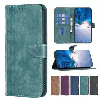 Чехол для телефона из искусственной кожи с тиснением и квадратной кожей для iPhone Samsung Xiaomi Google Moto OPPO VIVO Nokia с откидной крышкой и слотами для карт-бумажник iPhone 6 Plus/6S Plus коричневый