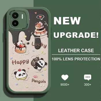 Чехол для телефона из искусственной кожи с милым тортом и пандой для iPhone 15 14 13 12 Pro Max Samsung Galaxy S23 Ultra S20 FE A52 Redmi Xiaomi POCO, мягкий чехол iPhone 12 Pro