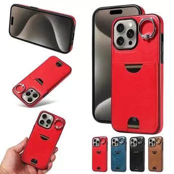 Чехол для телефона из искусственной кожи с одним отделением и пряжкой на палец в стиле ретро для iPhone XS, XR, XS Max, iPhone 7,8,7Plus,11,11Pro,11Pro,12,13,14,15... iPhone 15 Plus чёрный