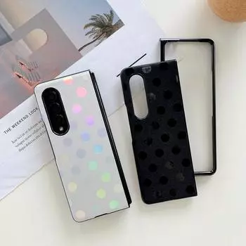 Чехол для телефона из искусственной кожи с блестками и лазерной волной для Samsung Galaxy Z Fold 3, 5 г, жесткая задняя крышка из поликарбоната для Z Fold3 For Samsung Z Fold 3