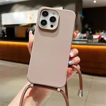 Чехол для телефона из матового силикона с ремешком через плечо для iPhone 16, 15, Pro Max, 14, 13, 12, 11, ремешок на ожерелье, мягкий противоударный чехол Candy iPhone 11 темно-зеленого