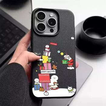 Чехол для телефона из мягкой кожи TPU с рисунком рождественского снеговика для iPhone 16 Pro 15 14 13 12 Pro Max 11, однотонный матовый ударопрочный тонкий чехол iPhone 16 серый