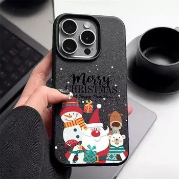 Чехол для телефона из мягкой кожи TPU с рождественским новогодним узором для iPhone 16 Pro 15 14 13 12 Pro Max 11, однотонный матовый ударопрочный тонкий чехол iPhone 16 серый