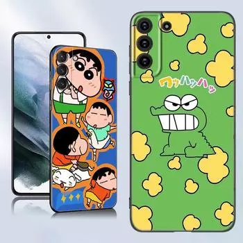 Чехол для телефона из мультфильма C-Crayon Shinchan Black Silicone для Samsung Galaxy S23 S21 S20 FE S24 S22 Ultra S10E S10 S9 S8 Plus Samsung S9 Plus