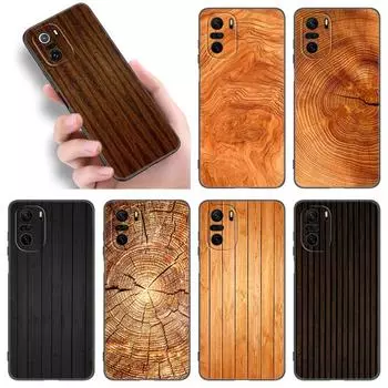 Чехол для телефона из натурального дерева для Xiaomi POCO F2 F3 M2 M3 M4 X3 X4 Pro NFC F4 GT 5G F1 X2 C3 C31 C40 M5S, мягкий черный чехол из ТПУ Xiaomi POCOphone F1