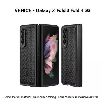 Чехол для телефона из натуральной кожи для Samsung Galaxy Z Fold 3 Fold 4 5g, чехол против падения для Fold3 Fold4 Funda, поддержка беспроводной зарядки For Galaxy Z Fold 3 чёрный