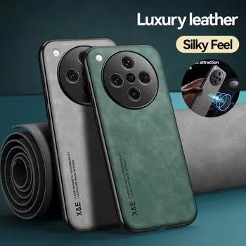 Чехол для телефона из овечьей кожи для OPPO Find X8 Pro X8Pro, матовая противоударная защитная задняя крышка с металлической пластиной, автомобильный держатель Find X8 синий