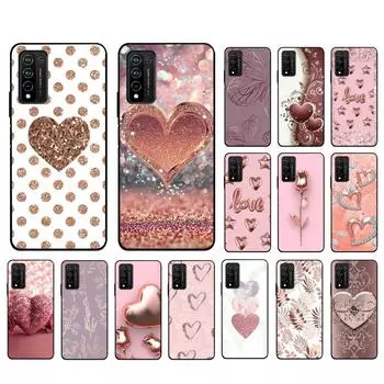 Чехол для телефона из розового золота с бриллиантами и сердечками для Huawei Honor 50 10X Lite 20 7A 7C 8X 9X Pro 9A 8A 8S 9S 10i 20S 20lite 7X 10 lite Honor 9A