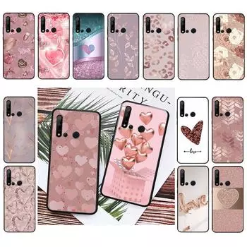 Чехол для телефона из розового золота с розовым сердечком и бабочкой для Huawei P50 Pro P30 P40 Lite P40Pro P20 lite P10 Plus Mate 20 Pro Mate20 X P10Plus