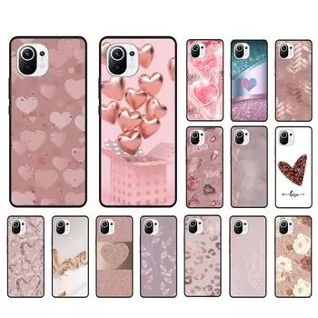 Чехол для телефона из розового золота с сердечком и бабочкой для Xiaomi 12 Mi 10T 11T 11 Pro 10 10T 11 lite 10pro 11Ultra Poco X3 Pro Poco F3 M3 Xiaomi Mi 10 Pro 5G