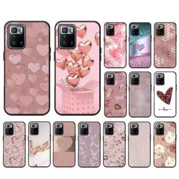 Чехол для телефона из розового золота с розовым сердечком и бабочкой для Xiaomi Redmi Note 11 10 Pro Note 8 Pro 9Pro Note9 9S 10S 9T Redmi 10 9C 9A Redmi Note9Pro