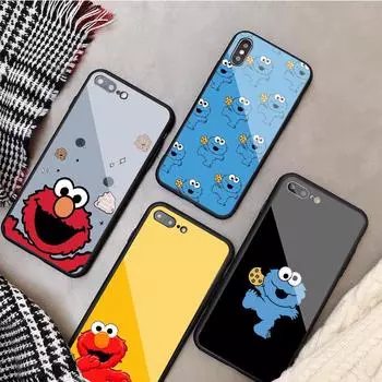 Чехол для телефона из закаленного стекла Cookie Monster для iPhone 12 11 Pro Max 5 6 7 8 PLUS X XS XR XSMax Shell 12Pro Cover Shell iPhone 5 5S SE