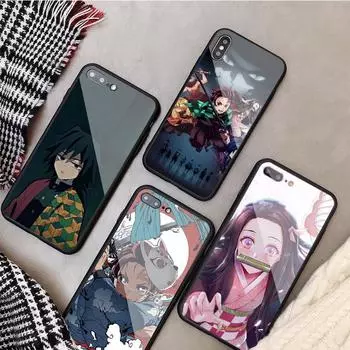 Чехол для телефона из закаленного стекла Demon Slayer для iPhone 12 11 Pro Max 5 6 7 8 PLUS X XS XR XSMax Shell 12Pro iPhone 5 5S SE