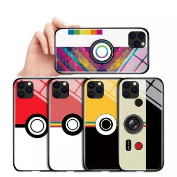 Чехол для телефона из закаленного стекла для iPhone Samsung Galaxy Infinix, ТПУ с мягким краем, модные милые креативные модели для камеры, противоударные чехлы iPhone 11 Pro Max