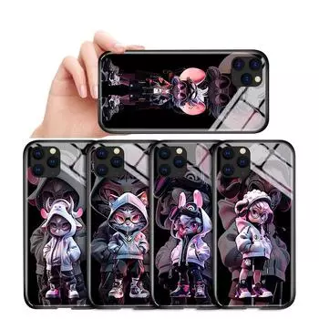 Чехол для телефона из закаленного стекла для iPhone Samsung Galaxy Infinix, ТПУ с мягким краем, модный противоударный чехол с 12 символическими животными iPhone 11 Pro Max