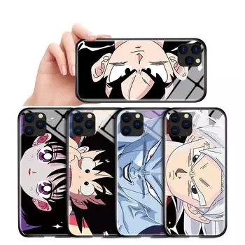 Чехол для телефона из закаленного стекла для iPhone Samsung Galaxy Infinix TPU Soft Edge, противоударный чехол с японскими популярными аниме-персонажами iPhone 11 Pro Max