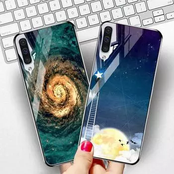 Чехол для телефона из закаленного стекла для Samsung Galaxy A50 A 50 2019 A505F A505 SM-A505F, окрашенная сумка
