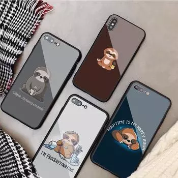 Чехол для телефона из закаленного стекла «Лень» для iPhone 12 11 Pro Max 5 6 7 8 PLUS X XS XR XSMax Shell 12Pro Cover Shell iPhone 5 5S SE