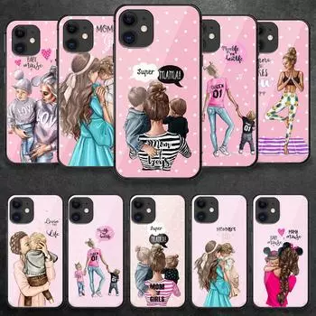 Чехол для телефона из закаленного стекла Mama Baby Love для iPhone Samsung Galaxy OnePlus Oppo Xiaomi Redmi Note SA 7 8 9 10 11 12 13 14 20 21 22 53 Pro Max Ultra iPhone 6 or 6S