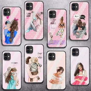 Чехол для телефона из закаленного стекла «Мама и ребенок» для iPhone Samsung Galaxy OnePlus Oppo Xiaomi Redmi Note SA 7 8 9 10 11 12 13 14 20 21 22 53 Pro Max Ultra iPhone 6 or 6S