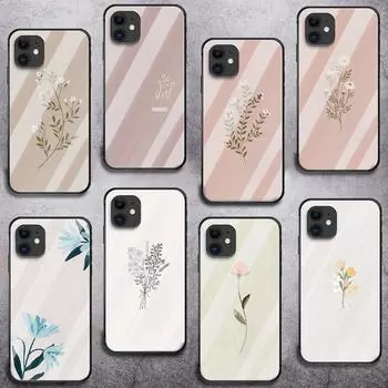 Чехол для телефона из закаленного стекла с цветком для iPhone Samsung Galaxy OnePlus Oppo Xiaomi Redmi Note SA 7 8 9 10 11 12 13 14 20 21 22 53 Pro Max Plus Ultra iPhone 6 or 6S