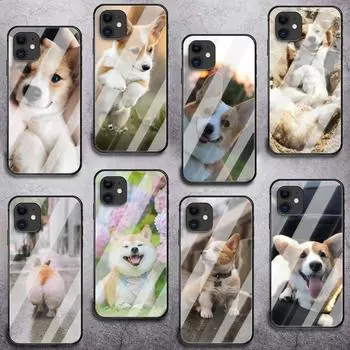 Чехол для телефона из закаленного стекла с собакой корги для iPhone Samsung Galaxy OnePlus Oppo Xiaomi Redmi Note SA 7 8 9 10 11 12 13 14 20 21 22 53 Pro Max Plus Ultra iPhone 6 or 6S