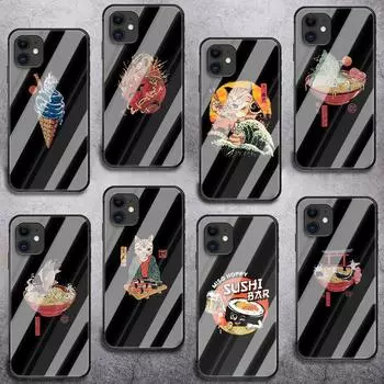 Чехол для телефона из закаленного стекла с японской едой рамэн для iPhone Samsung Galaxy OnePlus Oppo Xiaomi Redmi Note SA 7 8 9 10 11 12 13 14 20 21 22 53 Pro Ultra iPhone 6 or 6S
