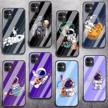 Чехол для телефона из закаленного стекла с рисунком астронавта для iPhone Samsung Galaxy OnePlus Oppo Xiaomi Redmi Note SA 7 8 9 10 11 12 13 14 20 21 22 53 Pro Ultra iPhone 6 or 6S