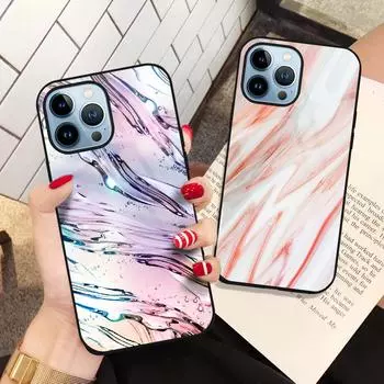 Чехол для телефона из закаленного стекла с мрамором для Iphone 14 13 11 12 Pro Max Mini Xs Xr X 7 8 6s Plus Se 2022 Защитная задняя крышка Carcasa For iphone 8