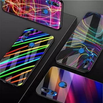 Чехол для телефона из закаленного стекла с неравномерными цветными линиями для Huawei Honor 8X9 10i 20i 20Lite 20Pro 30 Pro Honor 8X