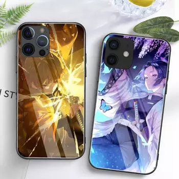 Чехол для телефона из закаленного стекла с изображением японского демона-убийцы для iPhone 6 7 8 14 Plus X Xs Max Xr 11 12 13 14 Pro Max Se iPhone 6 6s