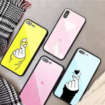 Чехол для телефона из закаленного стекла с сердцем для iphone 12 11 Pro Max 5 6 7 8 PLUS X XS XR XSMax Shell 12Pro Cover Shell iPhone 5 5S SE