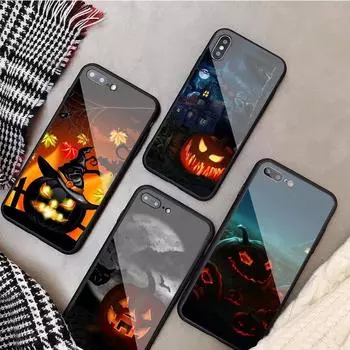 Чехол для телефона из закаленного стекла с тыквой для iPhone 12 11 Pro Max 5 6 7 8 PLUS X XS XR XSMax Shell 12Pro Cover Shell iPhone 5 5S SE