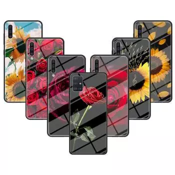 Чехол для телефона из закаленного стекла с подсолнухом и розой для iPhone Samsung Galaxy OnePlus Oppo Xiaomi Redmi Note SA 7 8 9 10 11 12 13 14 20 21 22 53 Pro Max Ultra iPhone 6 or 6S