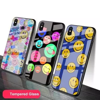 Чехол для телефона из закаленного стекла со смайликом для Redmi Note 5 6 7 8 Pro Note8T Note9S Redmi8 9 Redmi Note 6