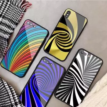 Чехол для телефона из закаленного стекла со спиральным абстрактным рисунком для iPhone 12 11 Pro Max 5 6 7 8 PLUS X XS XR XSMax Shell 12Pro Cover Shell iPhone 5 5S SE