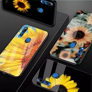 Чехол для телефона из закаленного стекла Sun Flower для Huawei honor 8X 9 10i 20i 20Lite 20Pro 30 Pro Cover Shell Honor 8X