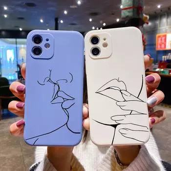 Чехол для телефона из жидкого силикона Sexy Art Girl Line Flower для iPhone 14 11 12 13 Pro Max Mini X XS XR 7 8 Plus SE iPhone 12 Pro