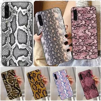 Чехол для телефона из змеиной кожи для Samsung A91 A81 A73 A72 A71 A30S A20 A12 A13 A52 A53 4G 5G, мягкий черный чехол для телефона Samsung A91